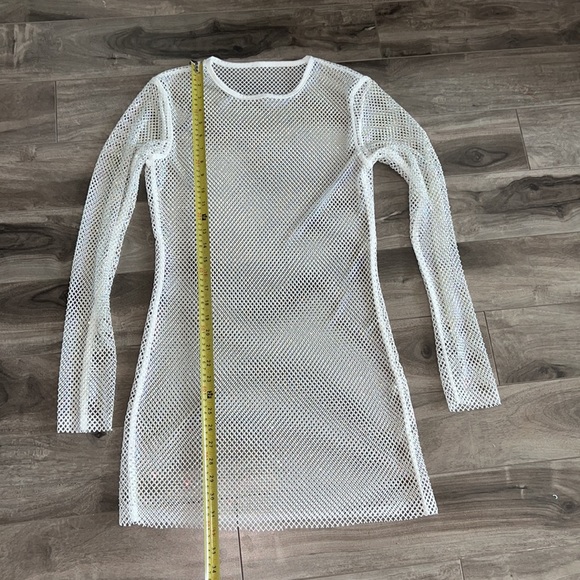 White mesh with stone glamours dress cover up - Picture 9 of 11